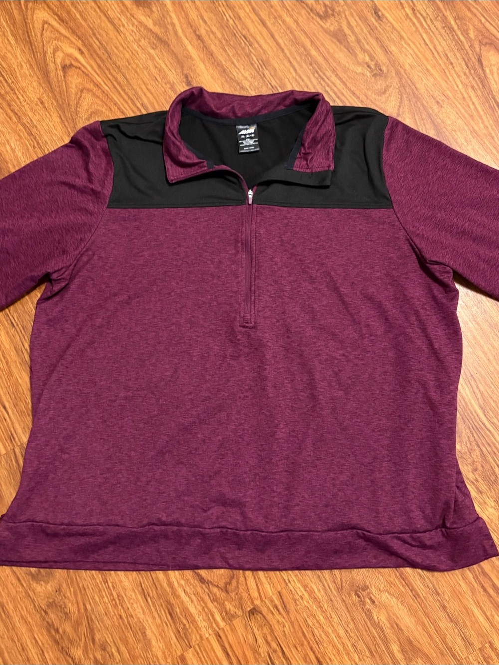 Avia Women's Long Sleeve Activewear Half-Zip Top — Burgundy- Size XL